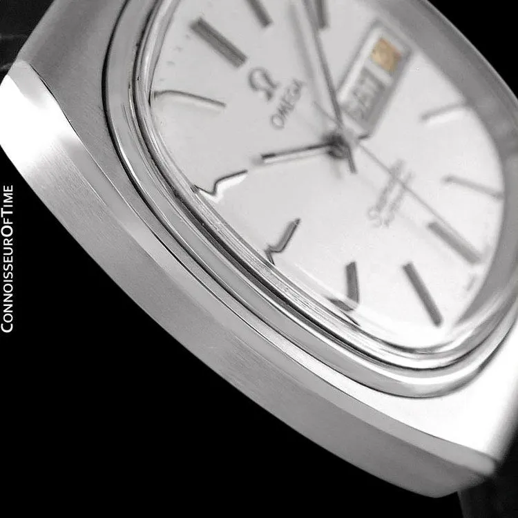 c. 1983 Omega Seamaster Vintage Mens TV Watch, Automatic, Day Date - Stainless Steel