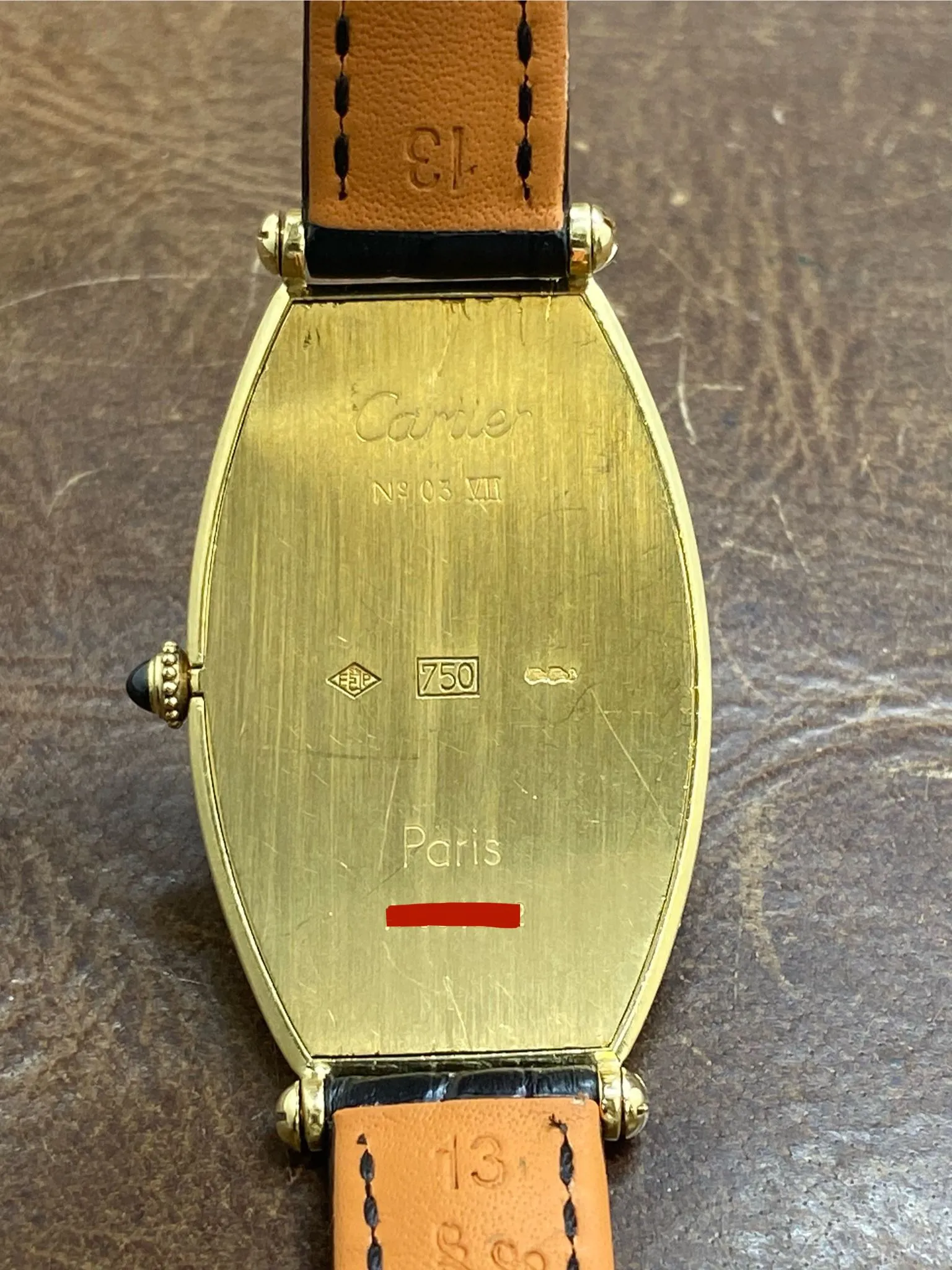 Cartier 18K Yellow Gold Tonneau Paris Silver Dial Manual winding Watch