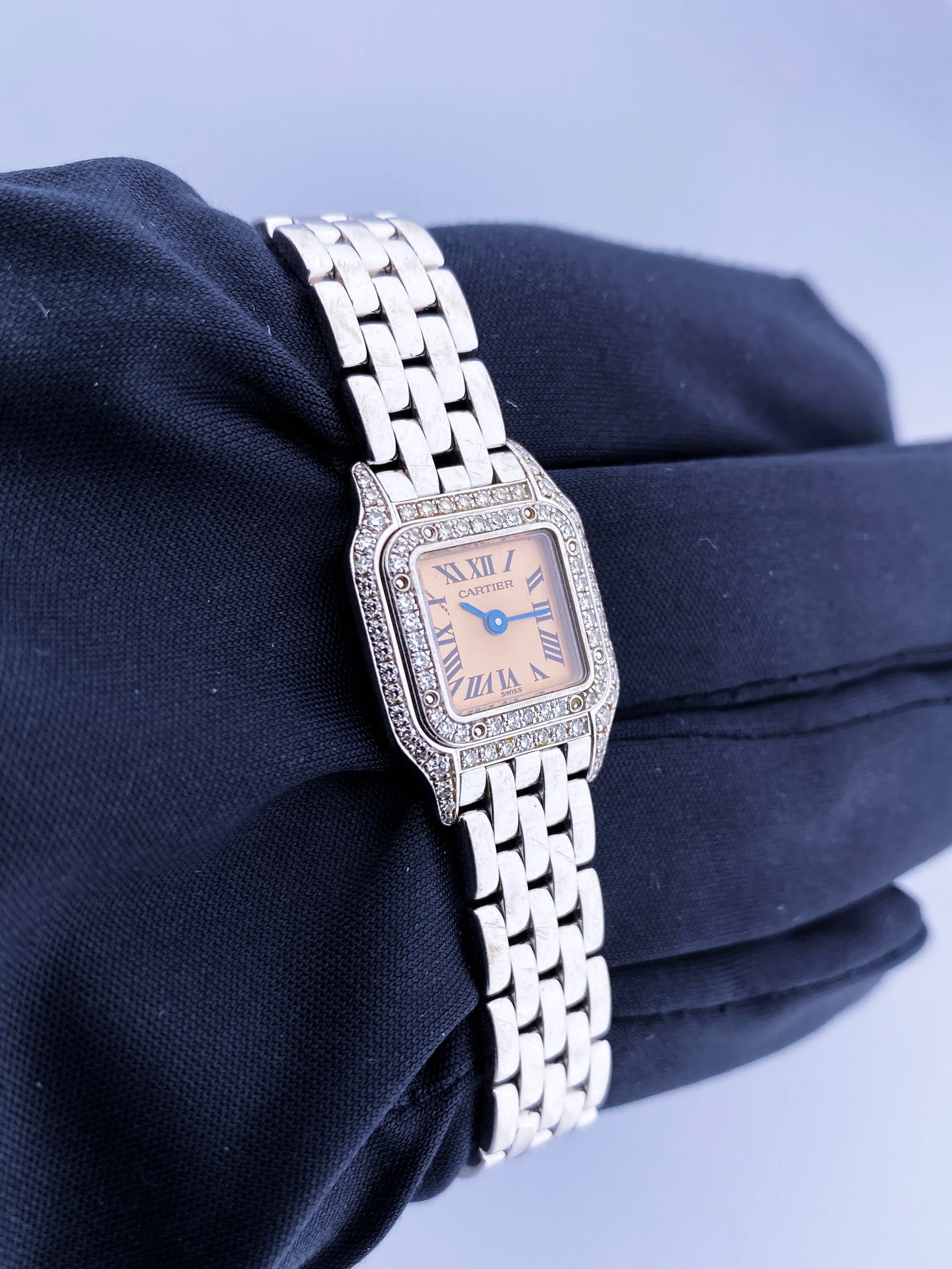 Cartier Mini WF3244F3/2363 18K White Gold Diamond Box & Papers