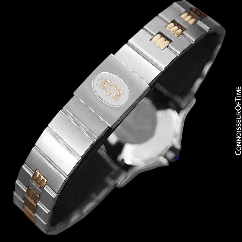 Cartier Santos Octagon Godron Mens Midsize Watch, Automatic - Stainless Steel and 18K Gold