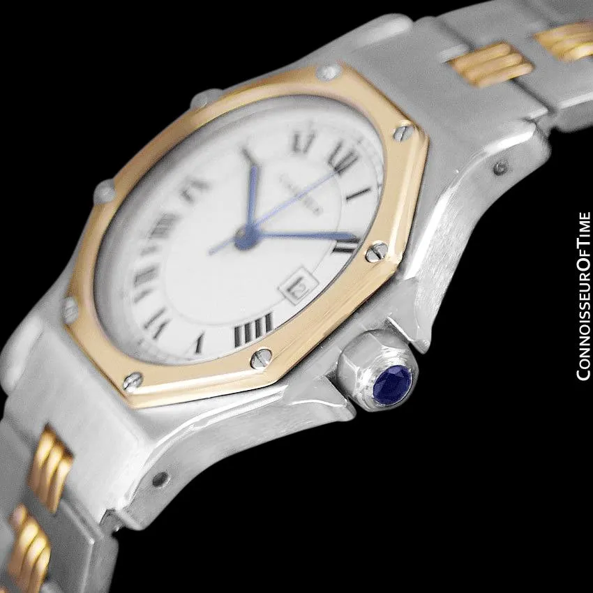 Cartier Santos Octagon Godron Mens Midsize Watch, Automatic - Stainless Steel and 18K Gold