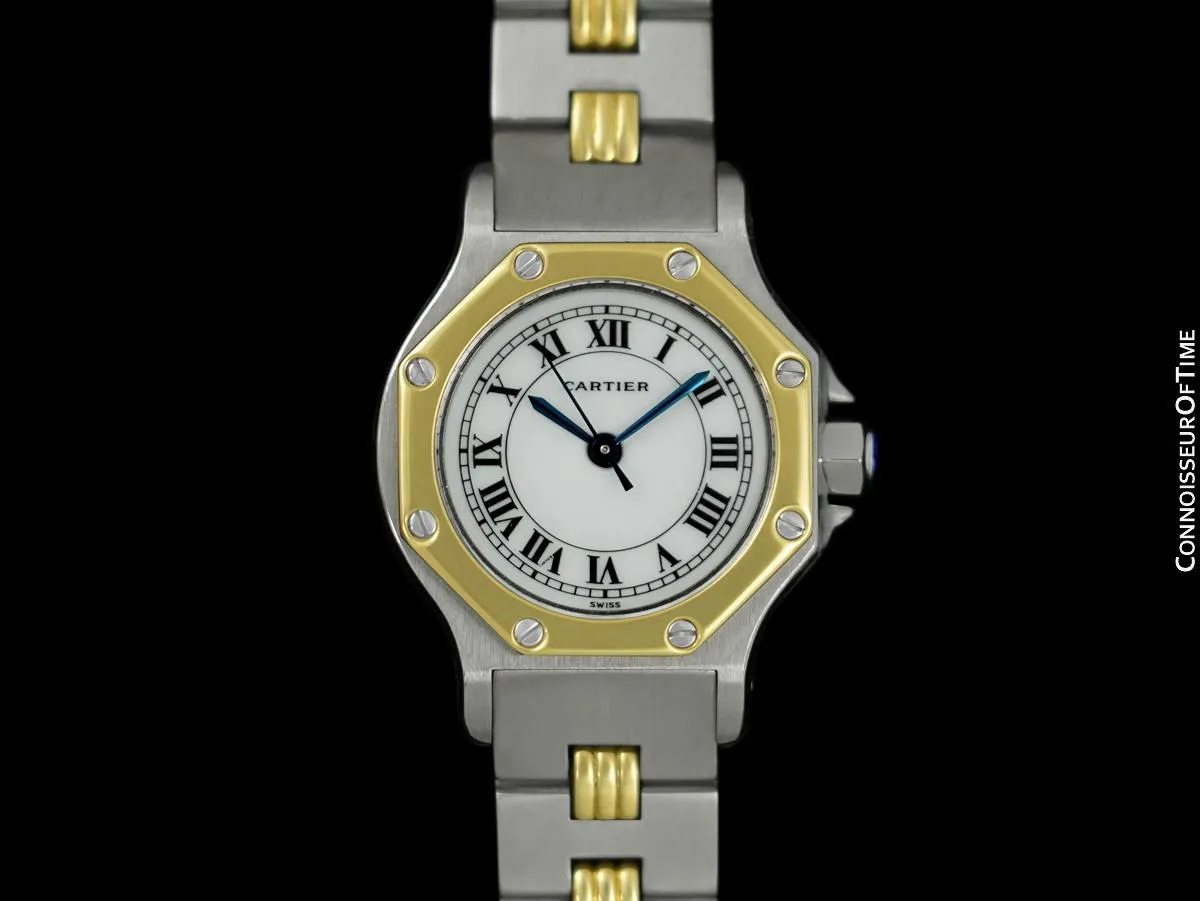 Cartier Santos Octagon Ladies Watch, Automatic - Stainless Steel & 18K Gold
