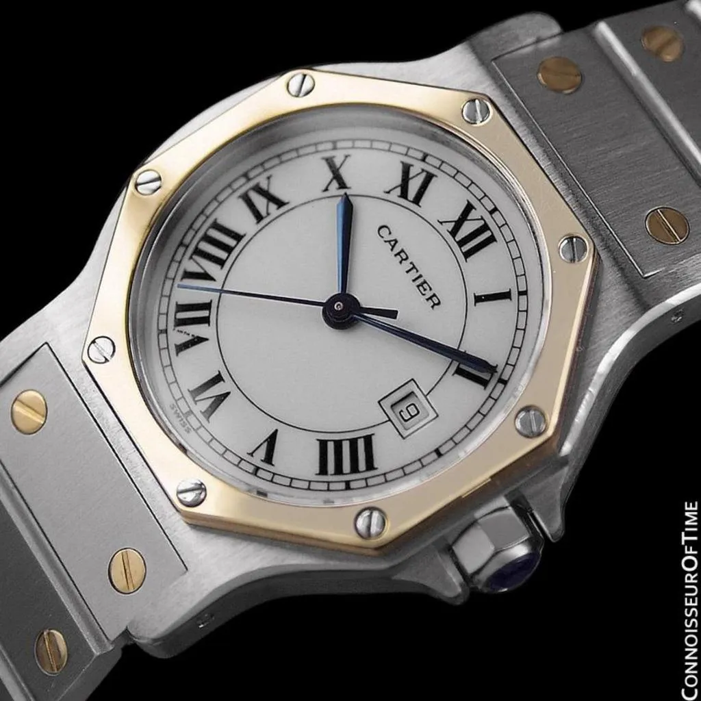 Cartier Santos Octagon Mens Midsize Watch, Automatic - Stainless Steel & 18K Gold