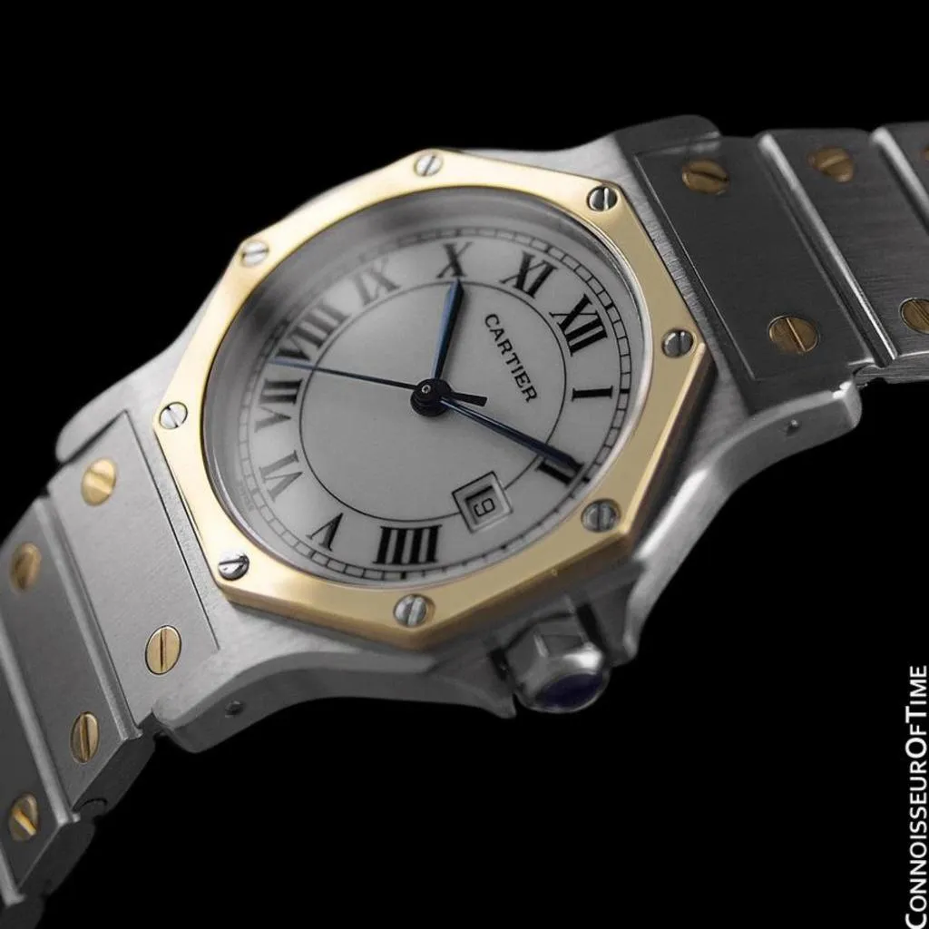 Cartier Santos Octagon Mens Midsize Watch, Automatic - Stainless Steel & 18K Gold