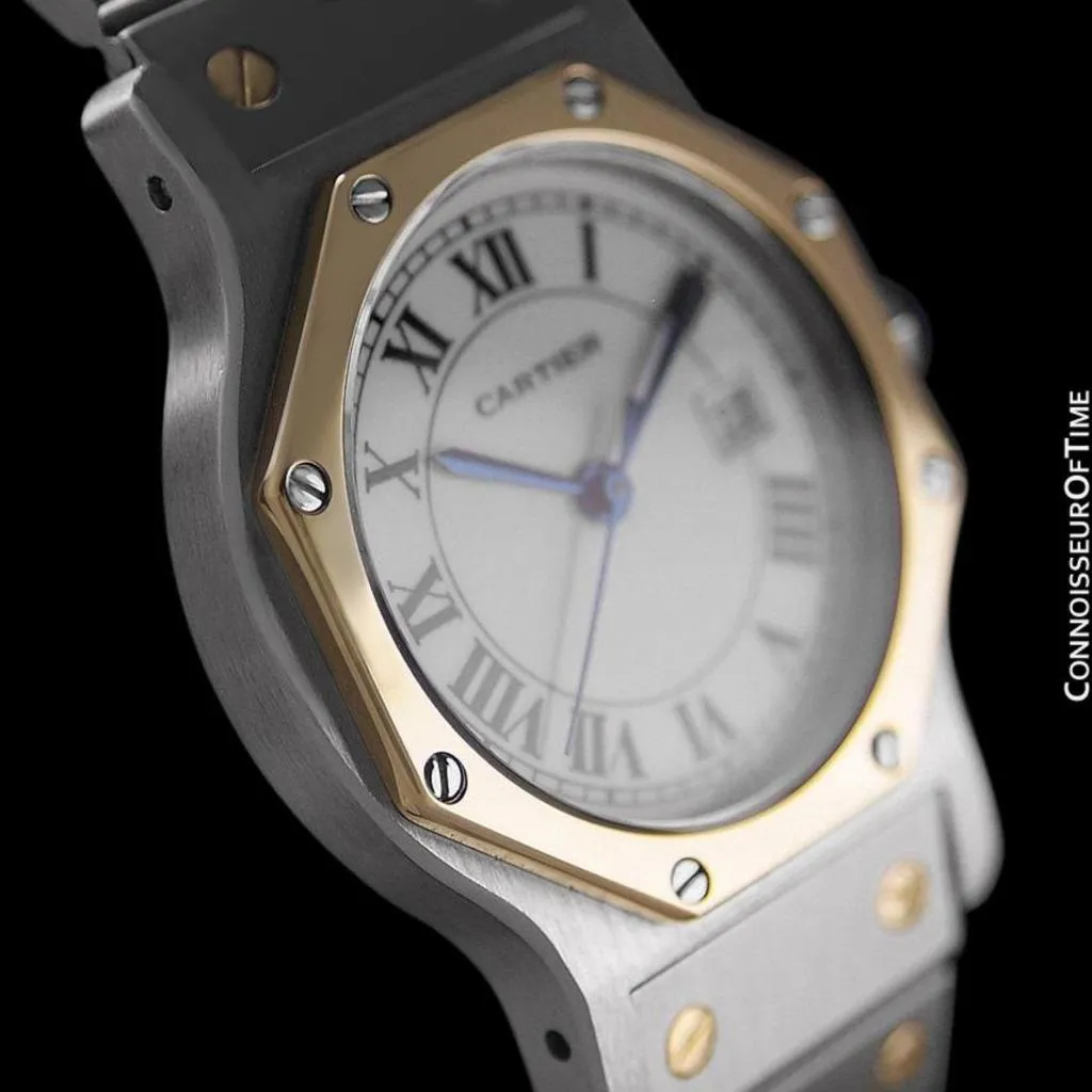 Cartier Santos Octagon Mens Midsize Watch, Automatic - Stainless Steel & 18K Gold