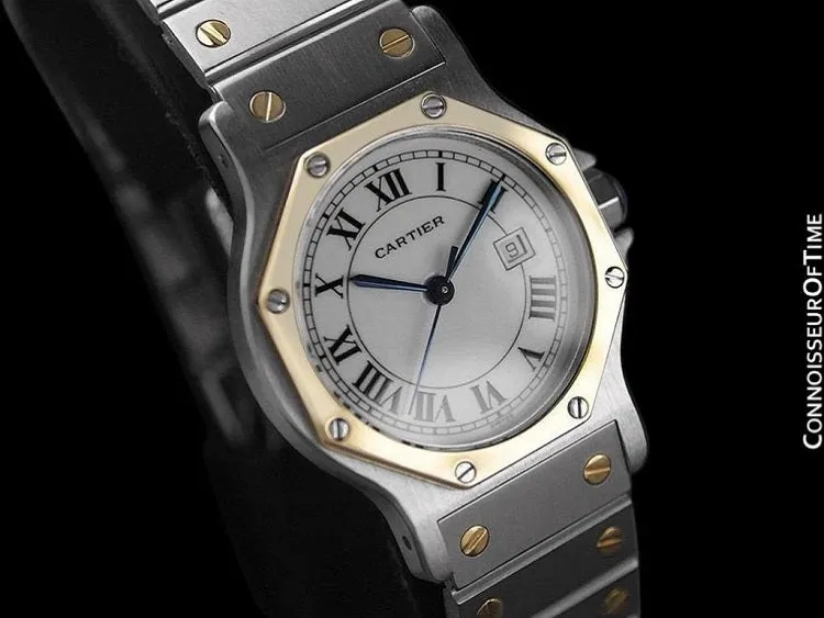 Cartier Santos Octagon Mens Midsize Watch, Automatic - Stainless Steel & 18K Gold