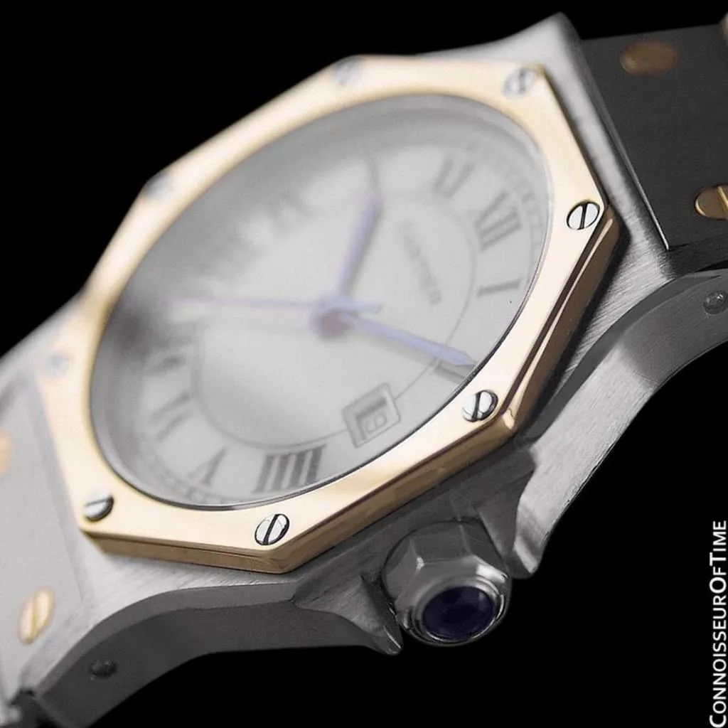 Cartier Santos Octagon Mens Midsize Watch, Automatic - Stainless Steel & 18K Gold