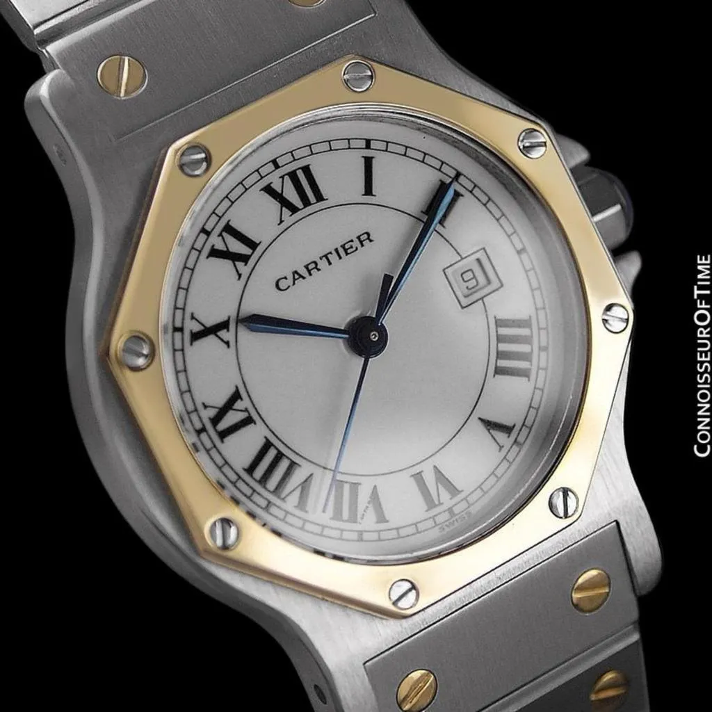 Cartier Santos Octagon Mens Midsize Watch, Automatic - Stainless Steel & 18K Gold