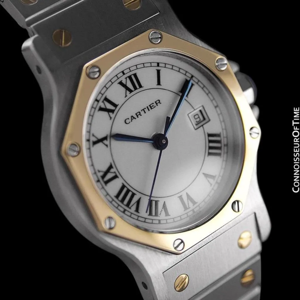 Cartier Santos Octagon Mens Midsize Watch, Automatic - Stainless Steel & 18K Gold