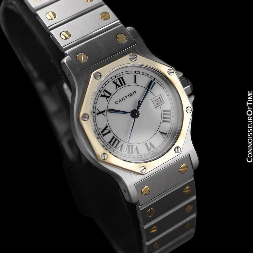 Cartier Santos Octagon Mens Midsize Watch, Automatic - Stainless Steel & 18K Gold