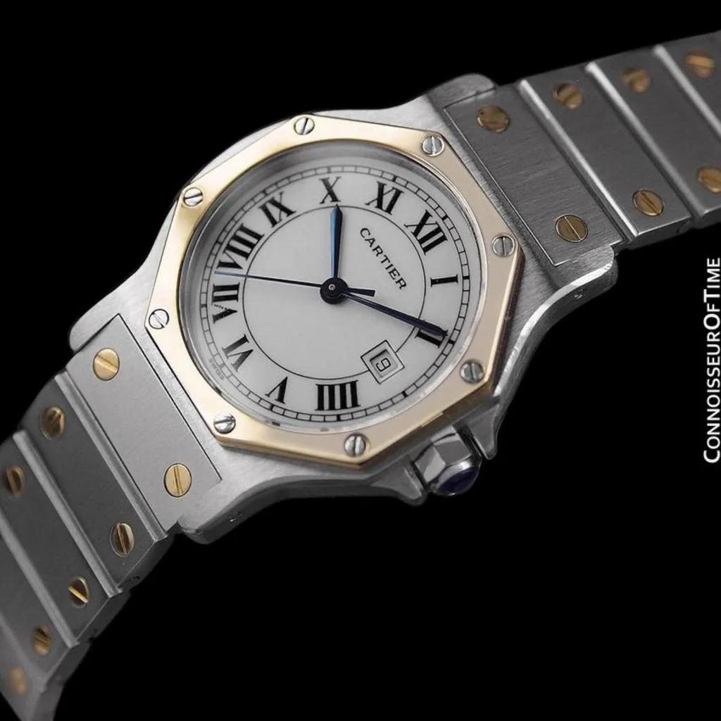 Cartier Santos Octagon Mens Midsize Watch, Automatic - Stainless Steel & 18K Gold
