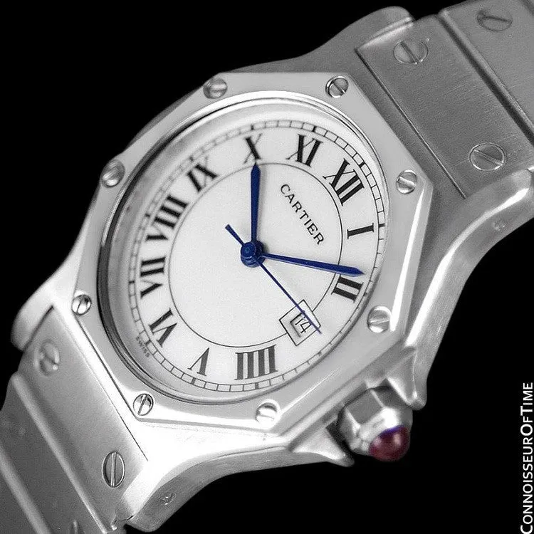 Cartier Santos Octagon Mens Midsize Watch, Automatic - Stainless Steel
