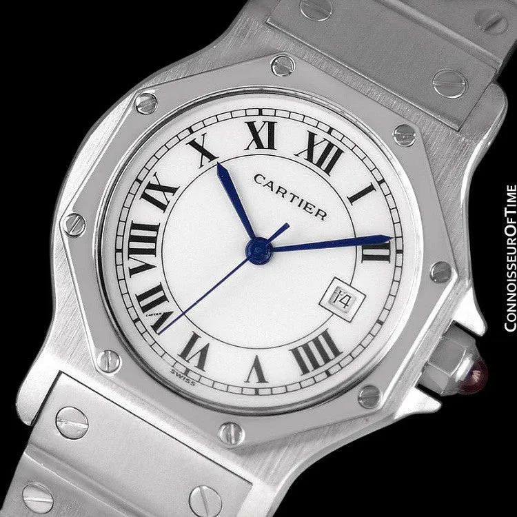 Cartier Santos Octagon Mens Midsize Watch, Automatic - Stainless Steel