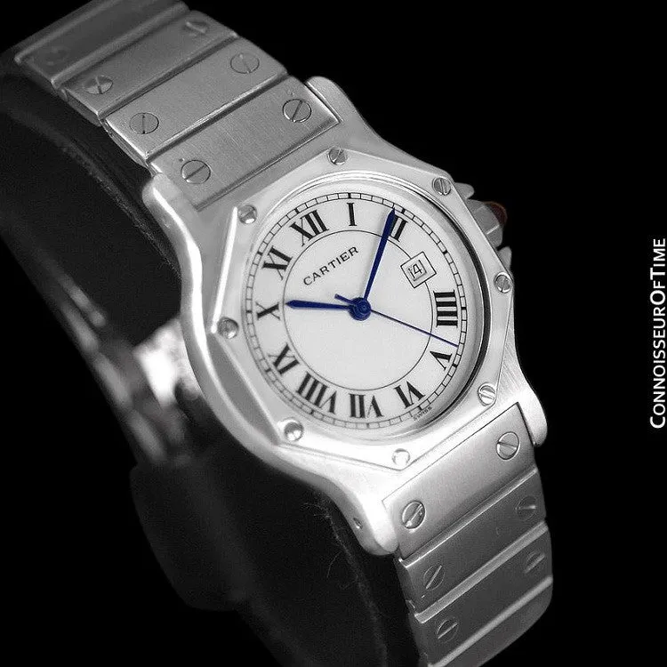 Cartier Santos Octagon Mens Midsize Watch, Automatic - Stainless Steel