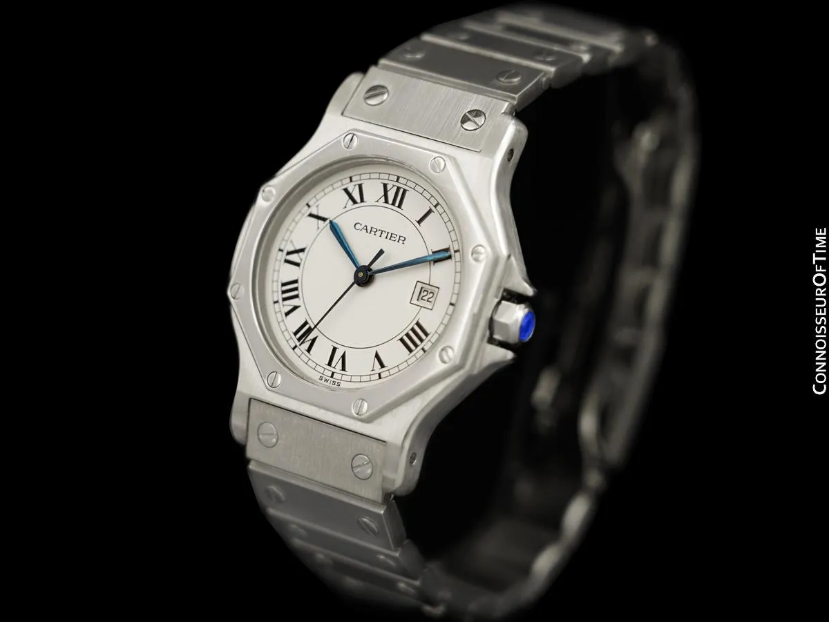 Cartier Santos Octagon Mens Unisex Midsize Watch, Automatic - Stainless Steel