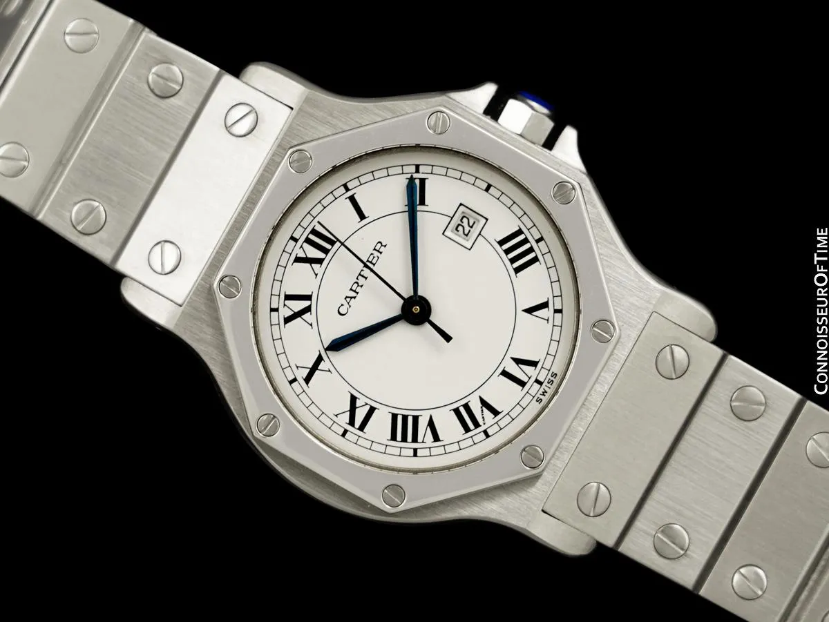Cartier Santos Octagon Mens Unisex Midsize Watch, Automatic - Stainless Steel
