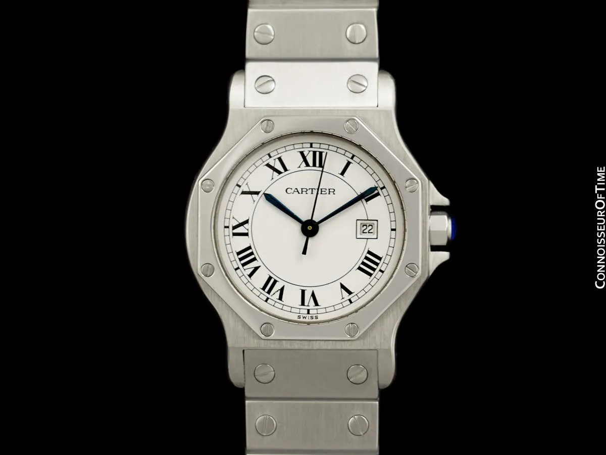 Cartier Santos Octagon Mens Unisex Midsize Watch, Automatic - Stainless Steel