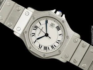 Cartier Santos Octagon Mens Unisex Midsize Watch, Automatic - Stainless Steel