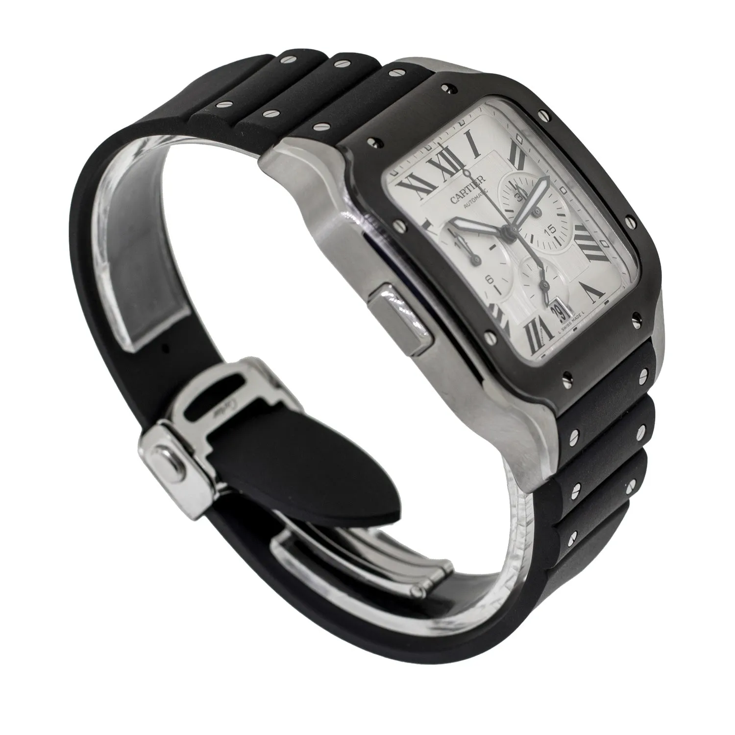 Cartier Santos XL Chronograph 43.3mm Stainless Steel Silver Dial WSSA0017