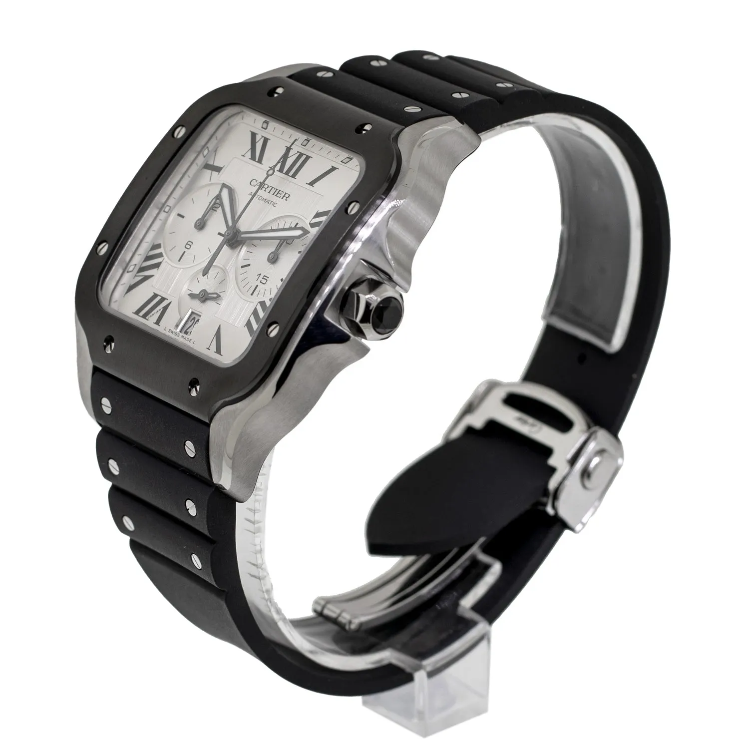 Cartier Santos XL Chronograph 43.3mm Stainless Steel Silver Dial WSSA0017