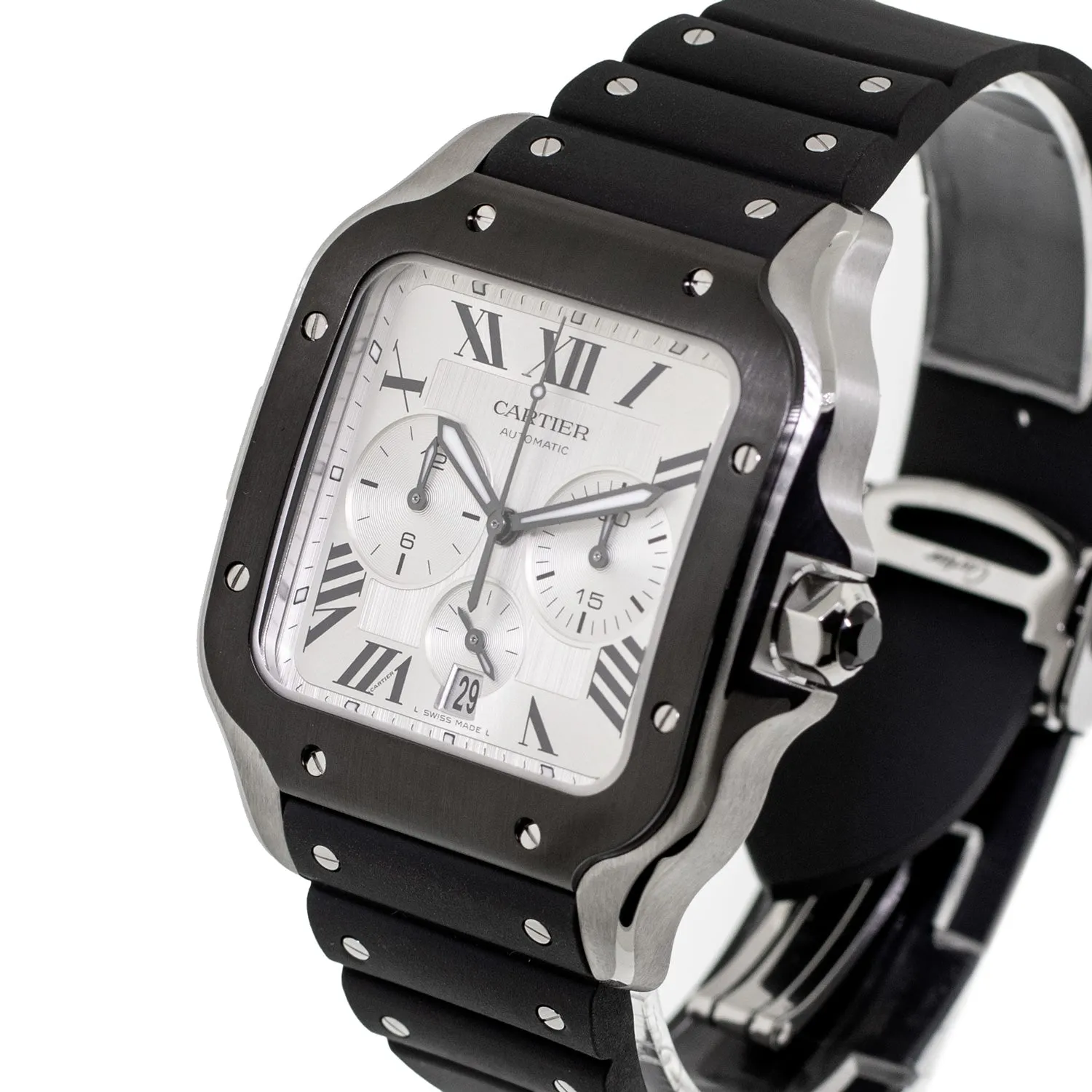 Cartier Santos XL Chronograph 43.3mm Stainless Steel Silver Dial WSSA0017