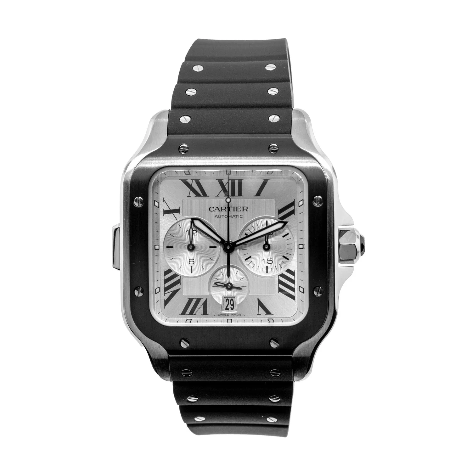 Cartier Santos XL Chronograph 43.3mm Stainless Steel Silver Dial WSSA0017