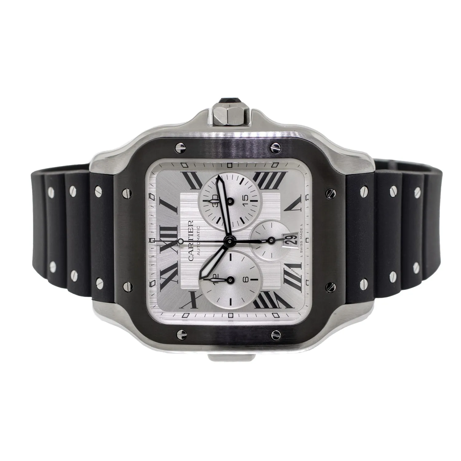 Cartier Santos XL Chronograph 43.3mm Stainless Steel Silver Dial WSSA0017