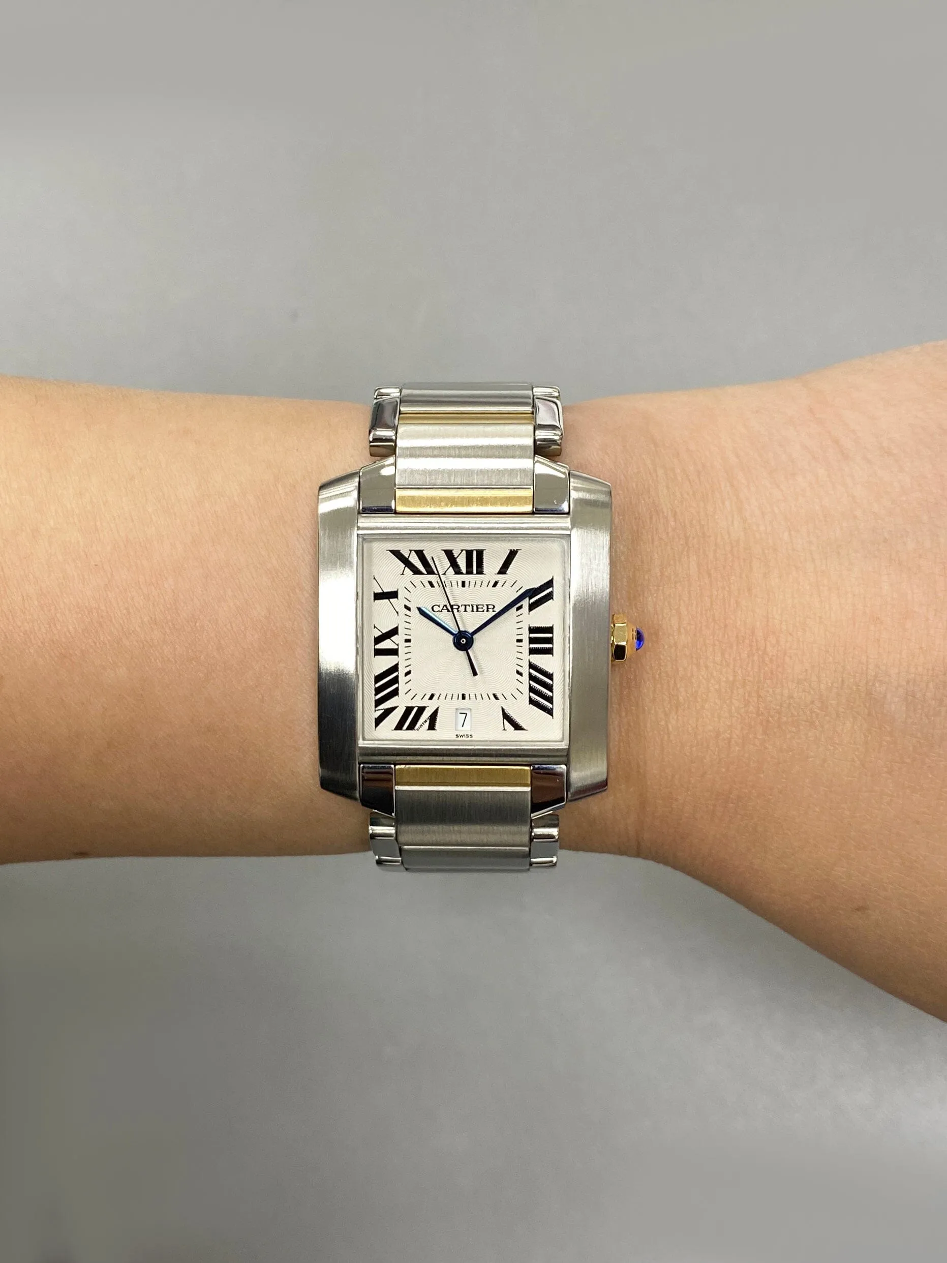 Cartier Tank Francaise Large W51005Q4 Two Tone Mens Watch Box Papers