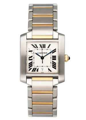 Cartier Tank Francaise Large W51005Q4 Two Tone Mens Watch Box Papers