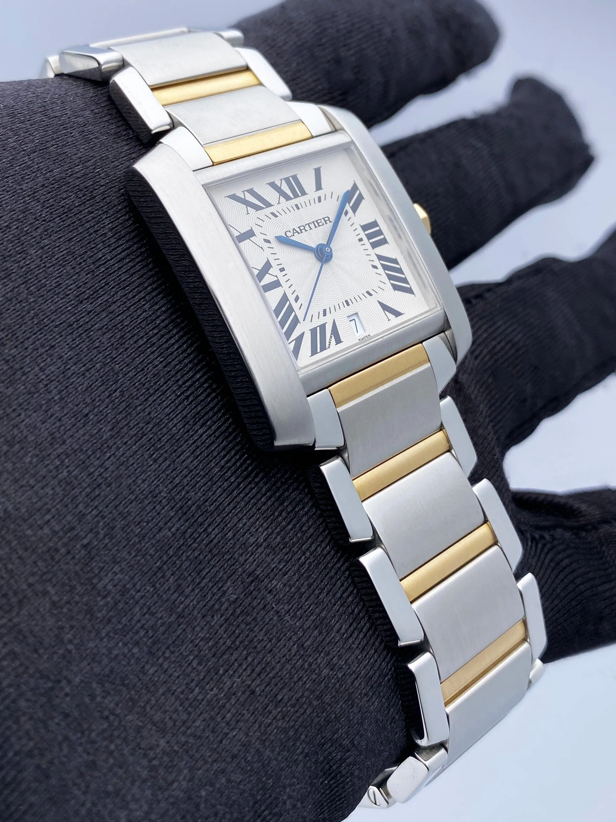 Cartier Tank Francaise Large W51005Q4 Two Tone Mens Watch Box Papers