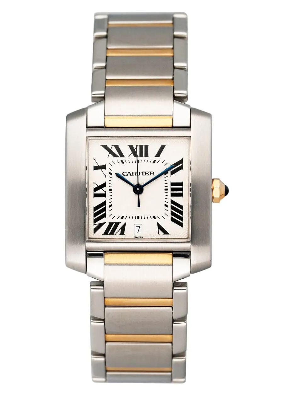 Cartier Tank Francaise Large W51005Q4 Two Tone Mens Watch Box Papers