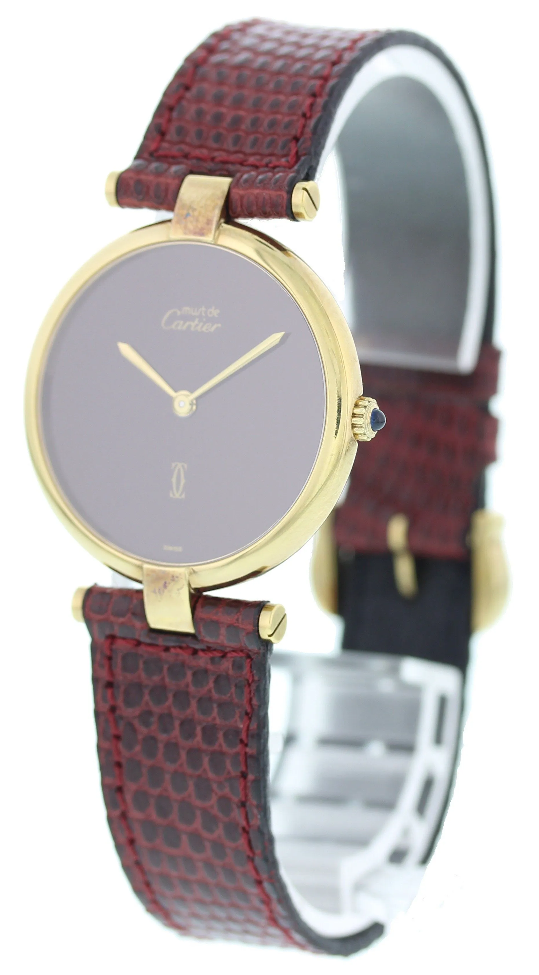 Cartier Vendome Argent Burgundy Dial Vintage