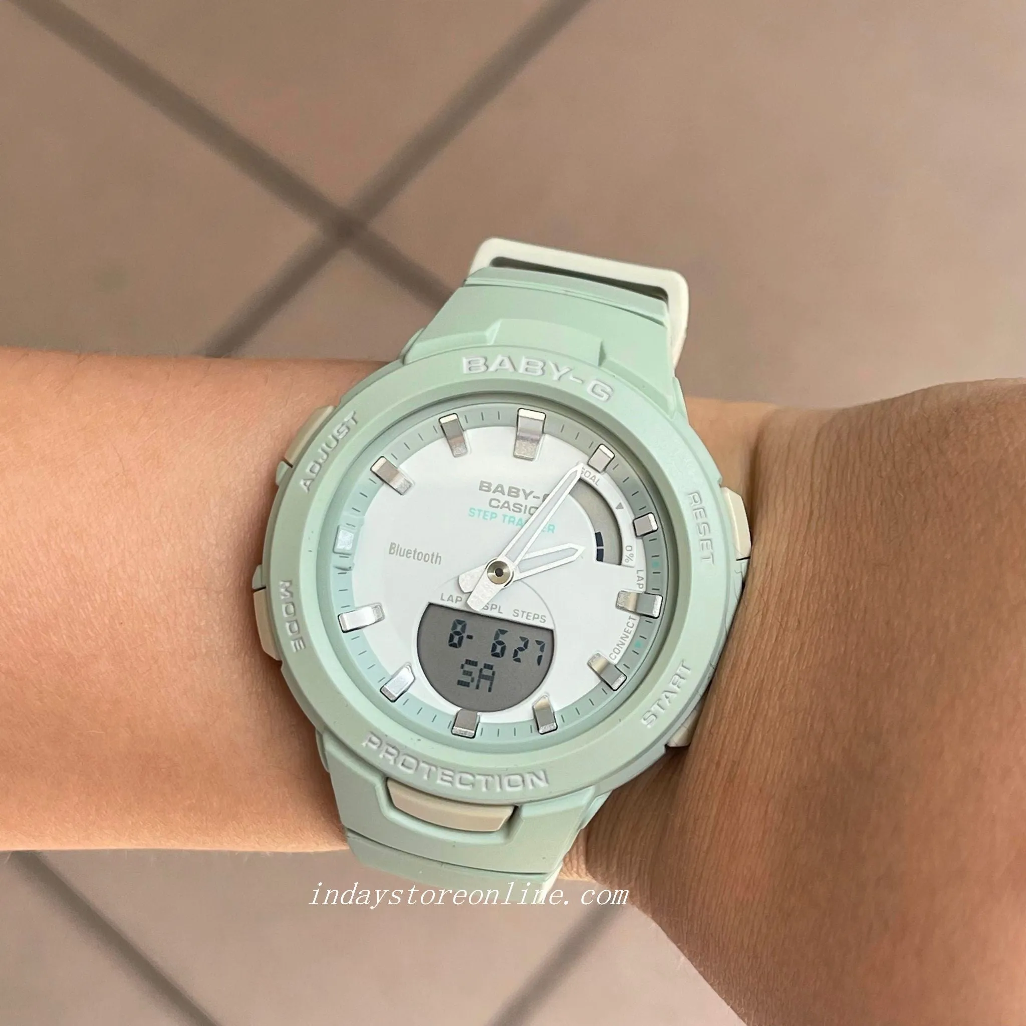 Casio Baby-G Women's Watch BSA-B100CS-3A Resin Band Mineral Glass Shock Resistant Mobile Link Bluetooth