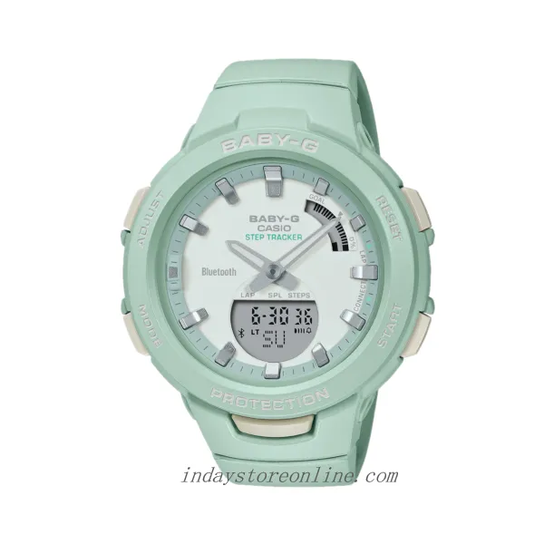 Casio Baby-G Women's Watch BSA-B100CS-3A Resin Band Mineral Glass Shock Resistant Mobile Link Bluetooth