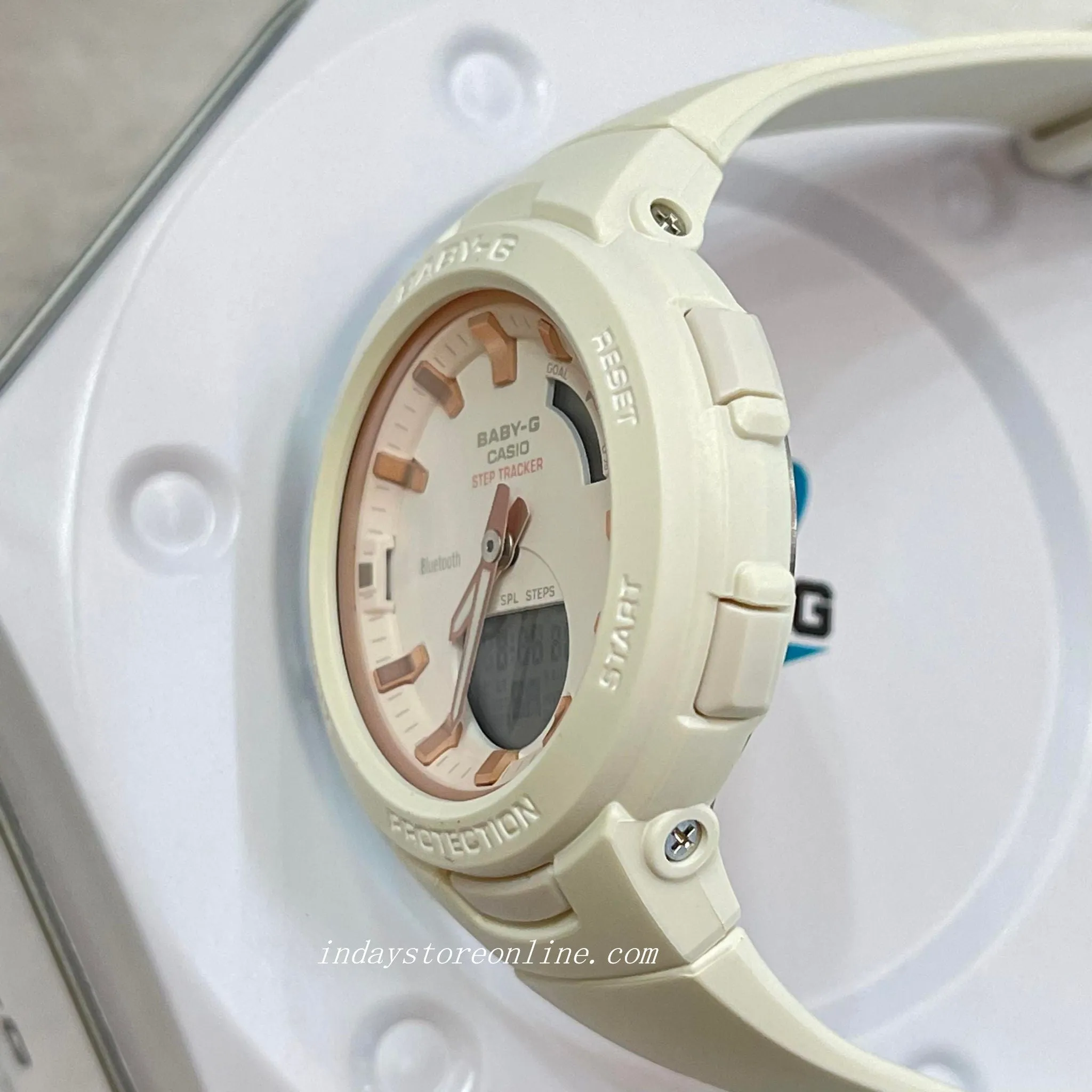 Casio Baby-G Women's Watch BSA-B100CS-7A Resin Band Mineral Glass Shock Resistant Mobile Link Bluetooth