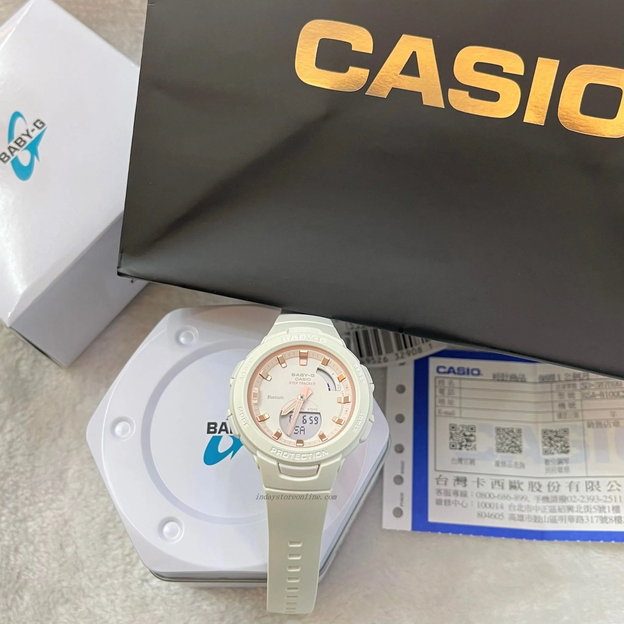 Casio Baby-G Women's Watch BSA-B100CS-7A Resin Band Mineral Glass Shock Resistant Mobile Link Bluetooth