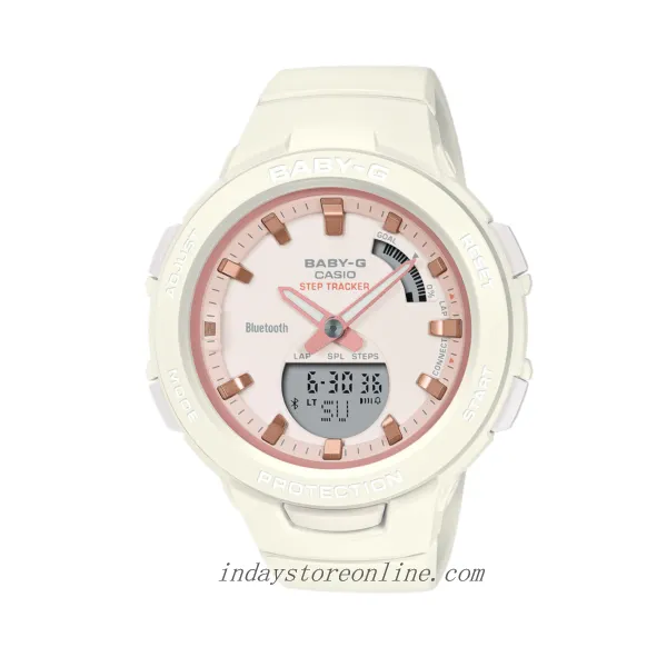 Casio Baby-G Women's Watch BSA-B100CS-7A Resin Band Mineral Glass Shock Resistant Mobile Link Bluetooth
