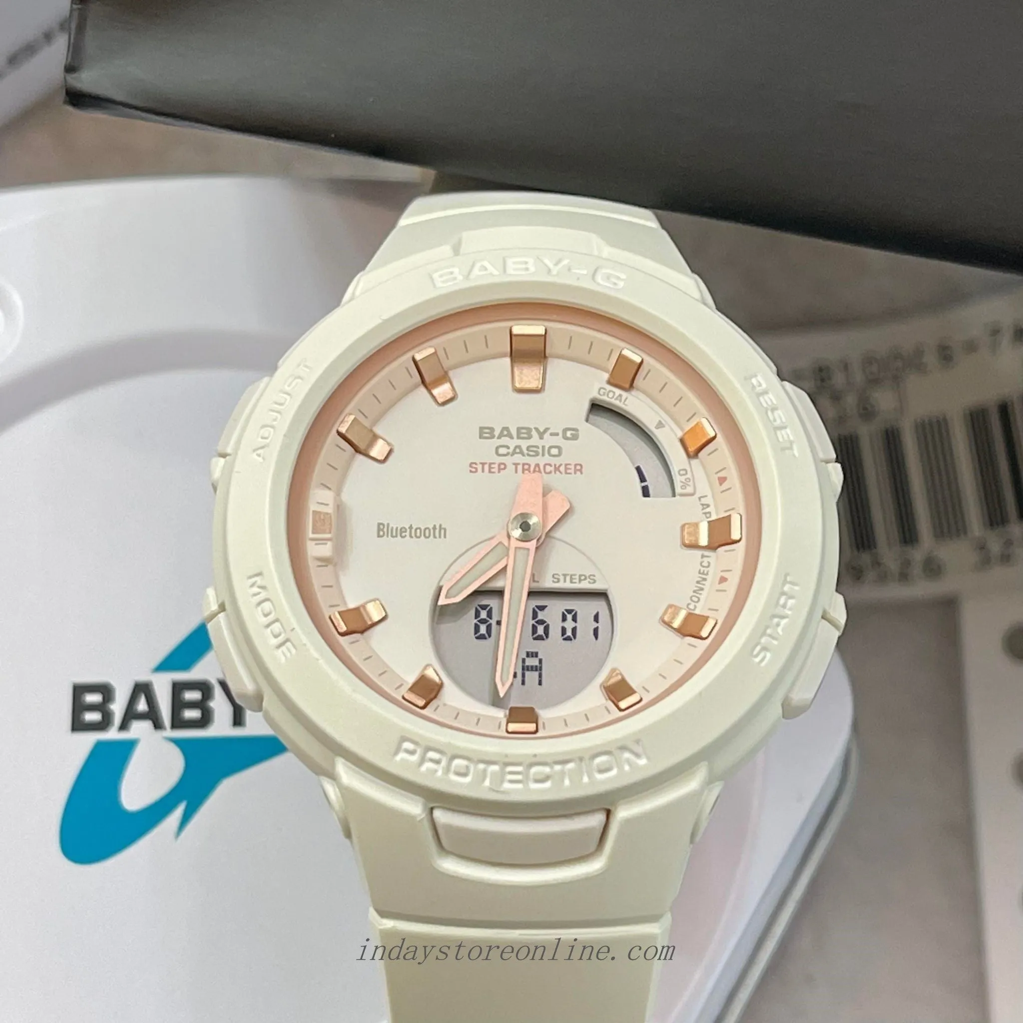 Casio Baby-G Women's Watch BSA-B100CS-7A Resin Band Mineral Glass Shock Resistant Mobile Link Bluetooth