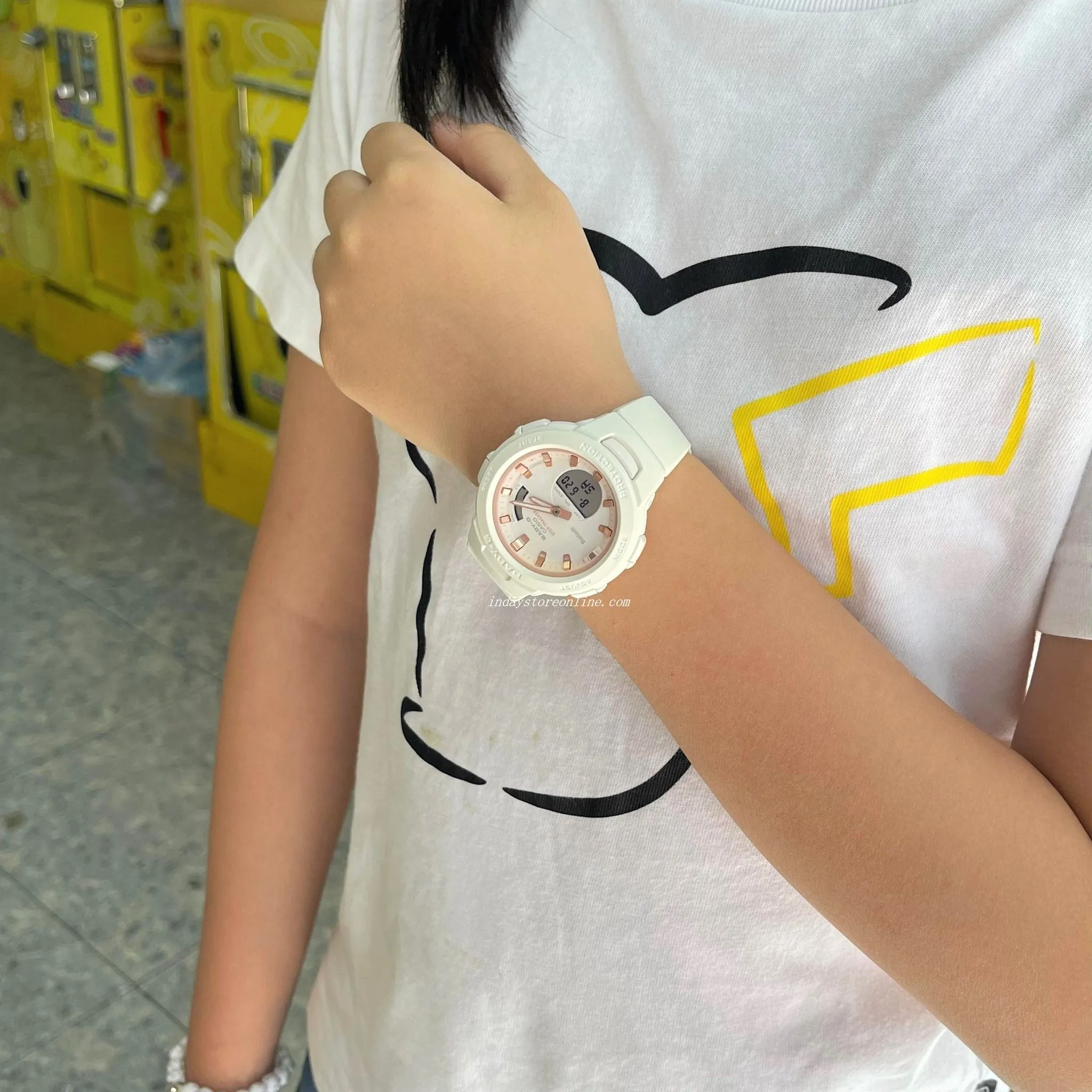 Casio Baby-G Women's Watch BSA-B100CS-7A Resin Band Mineral Glass Shock Resistant Mobile Link Bluetooth