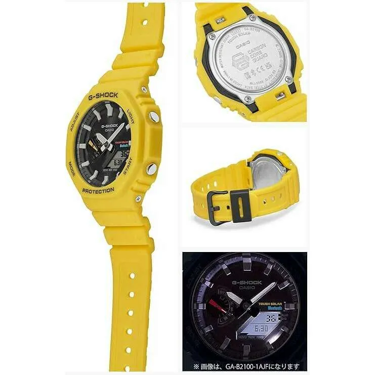 CASIO G-SHOCK BLUETOOTH SOLAR ANALOG DIGITAL DIAL YELLOW MEN WATCH GA-B2100C-9AJF
