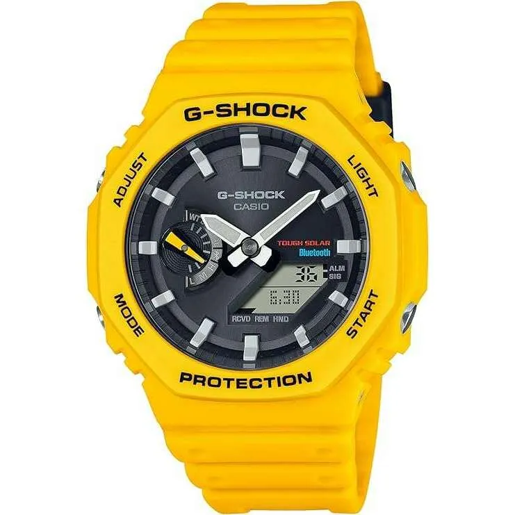 CASIO G-SHOCK BLUETOOTH SOLAR ANALOG DIGITAL DIAL YELLOW MEN WATCH GA-B2100C-9AJF