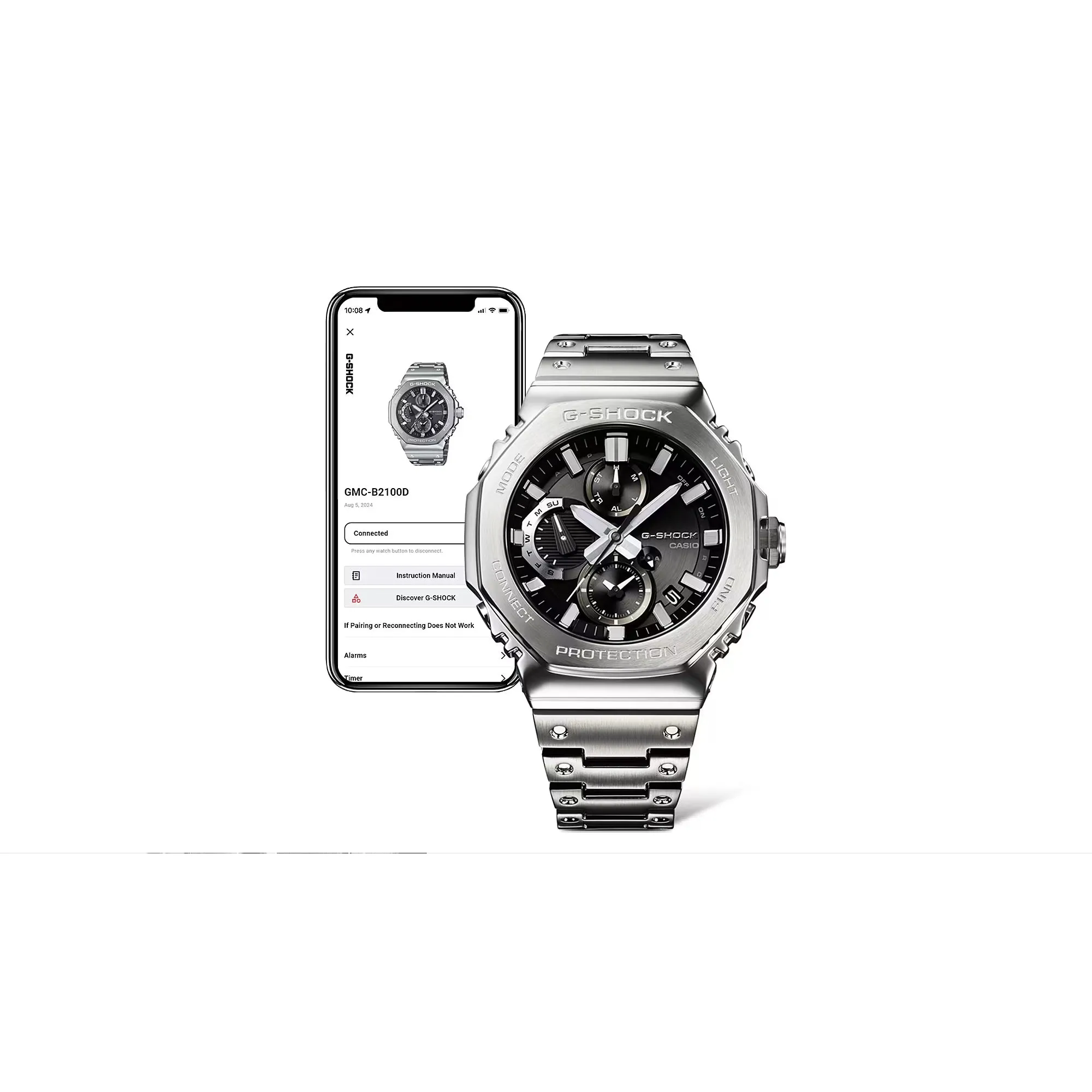 Casio G-Shock Full Analog Steel Ice Blue Bluetooth Casioak GMCB2100AD-2A