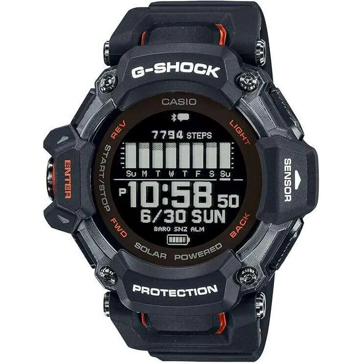 CASIO G-SHOCK G-SQUAD GPS CARDIOMETER BLUETOOTH BLACK & ORANGE MEN WATCH GBD-H2000-1AJR
