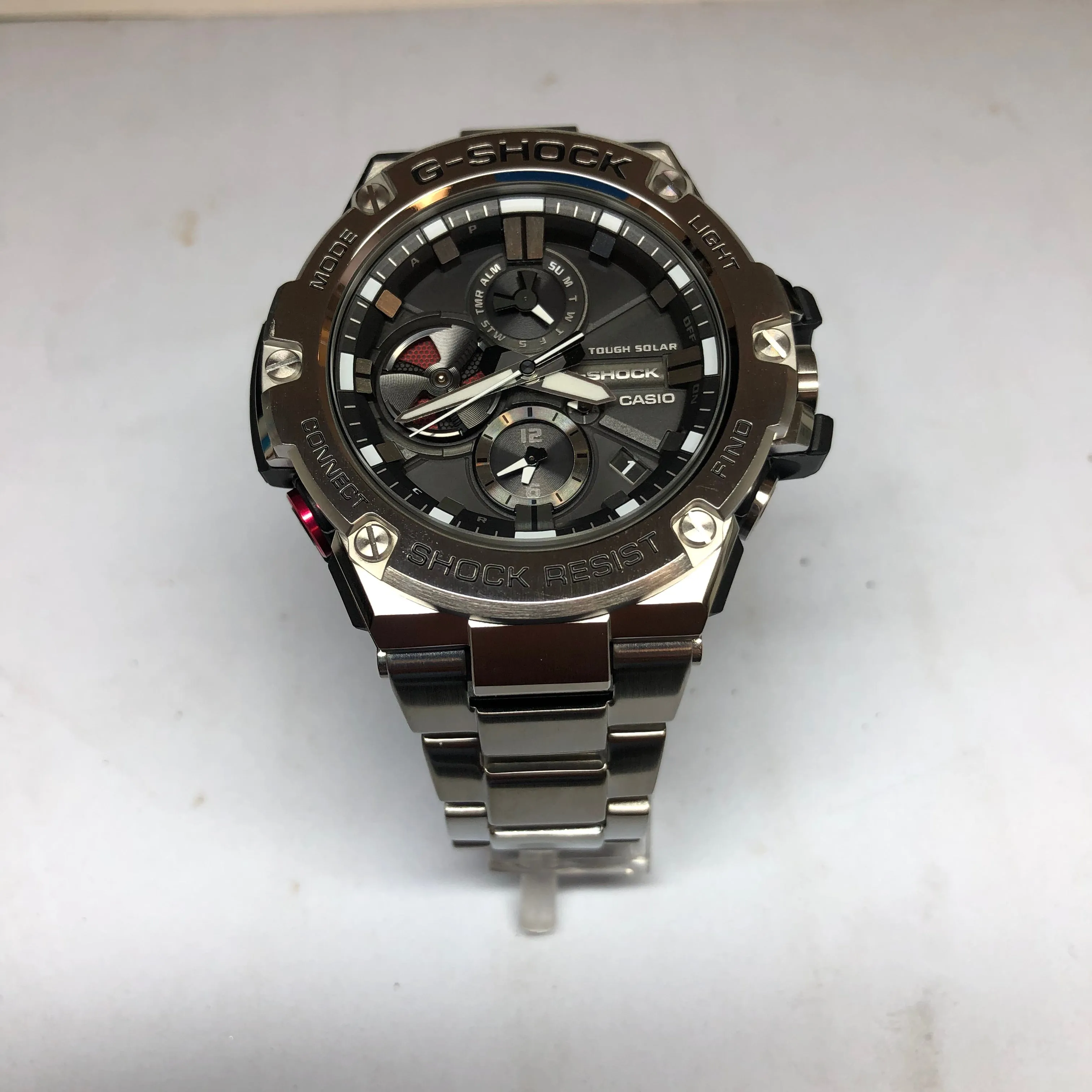 Casio G-Shock G-Steel All Stainless Steel Bluetooth Chronograph Mens Watch GSTB100D-1A