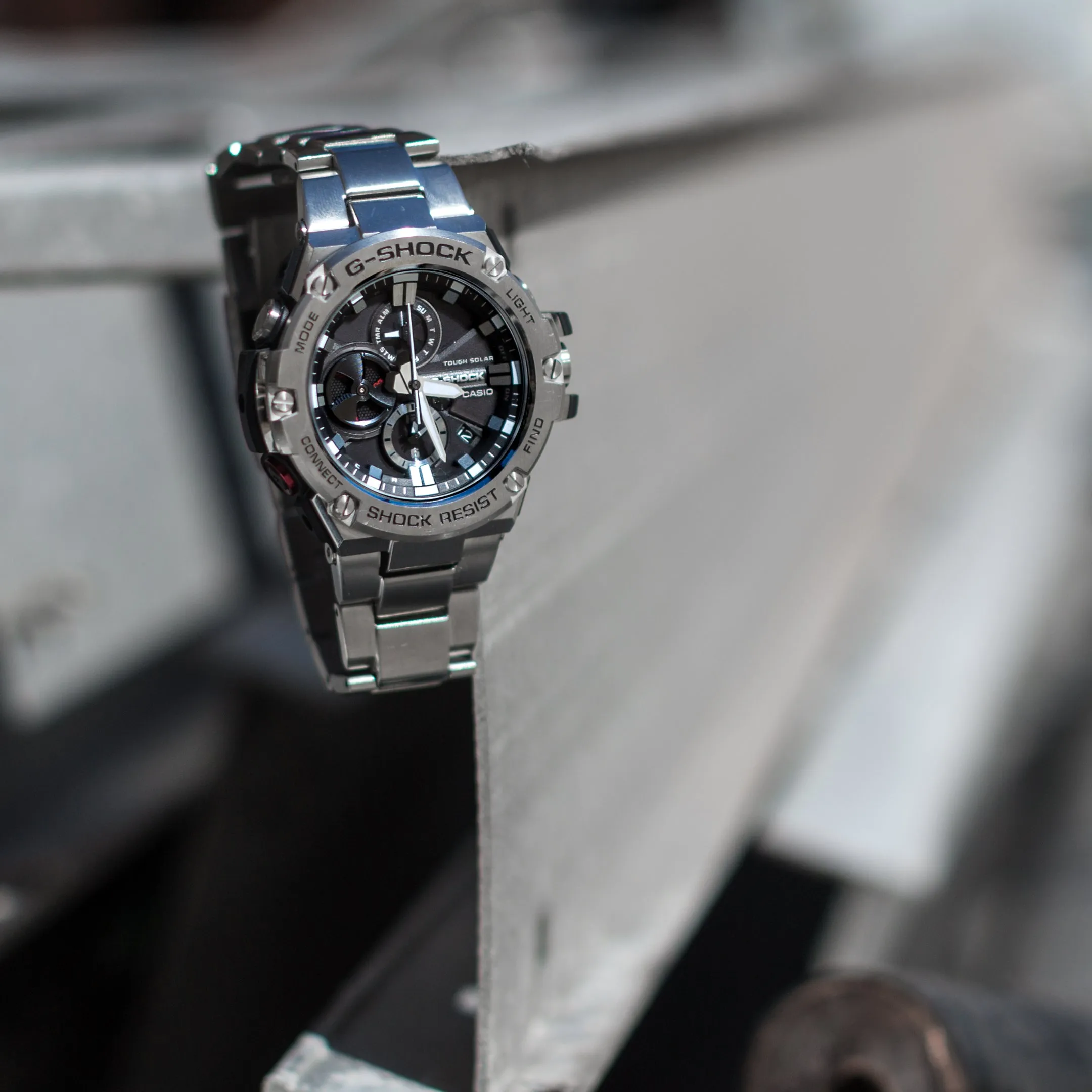 Casio G-Shock G-Steel All Stainless Steel Bluetooth Chronograph Mens Watch GSTB100D-1A