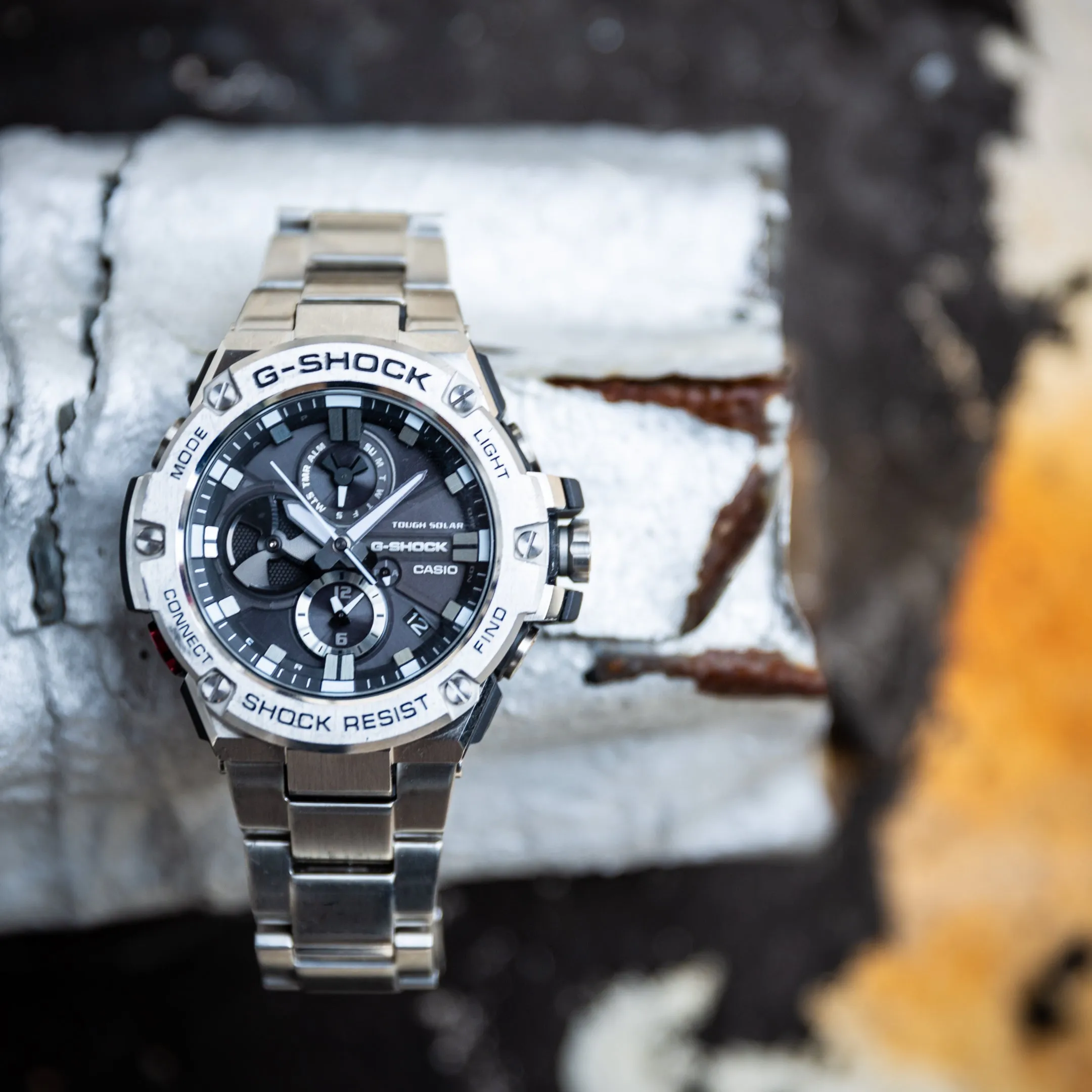 Casio G-Shock G-Steel All Stainless Steel Bluetooth Chronograph Mens Watch GSTB100D-1A