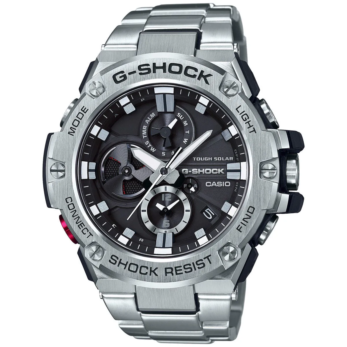 Casio G-Shock G-Steel All Stainless Steel Bluetooth Chronograph Mens Watch GSTB100D-1A