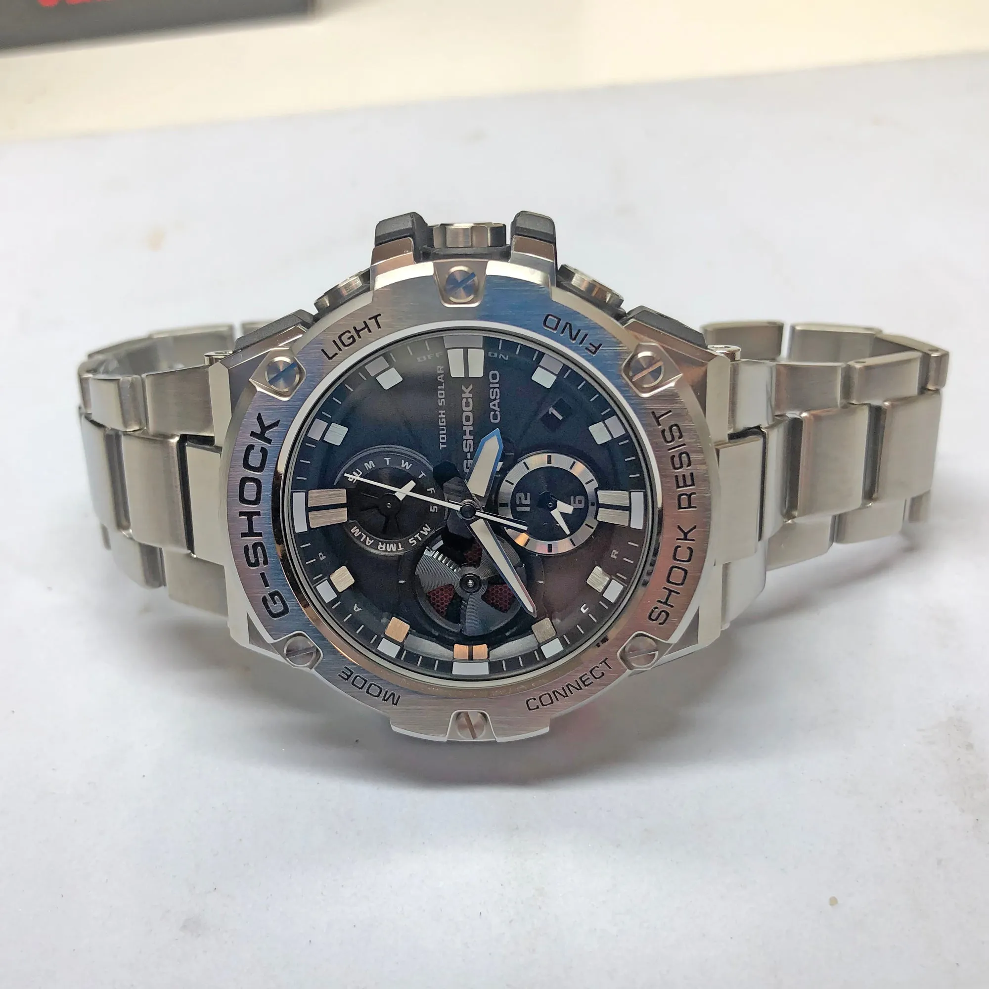 Casio G-Shock G-Steel All Stainless Steel Bluetooth Chronograph Mens Watch GSTB100D-1A