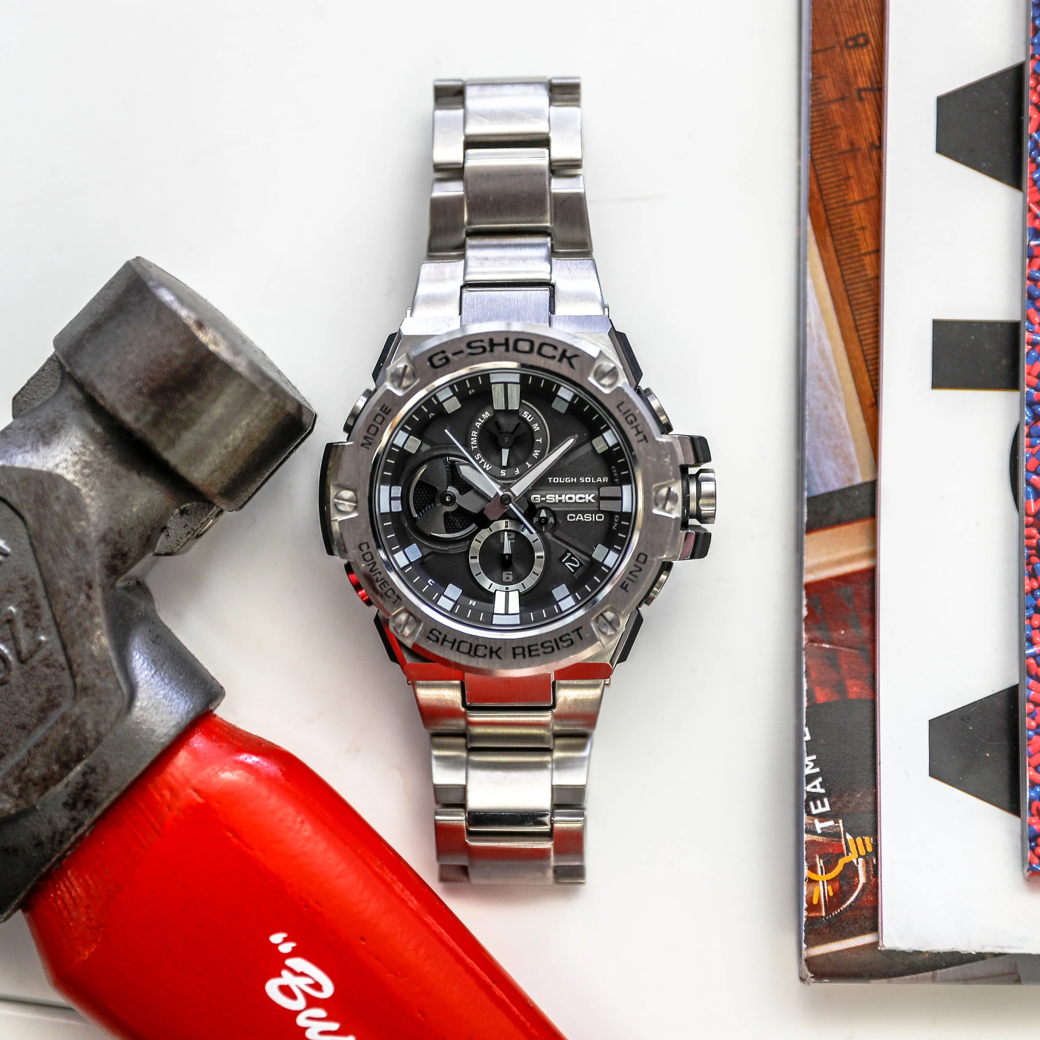 Casio G-Shock G-Steel All Stainless Steel Bluetooth Chronograph Mens Watch GSTB100D-1A