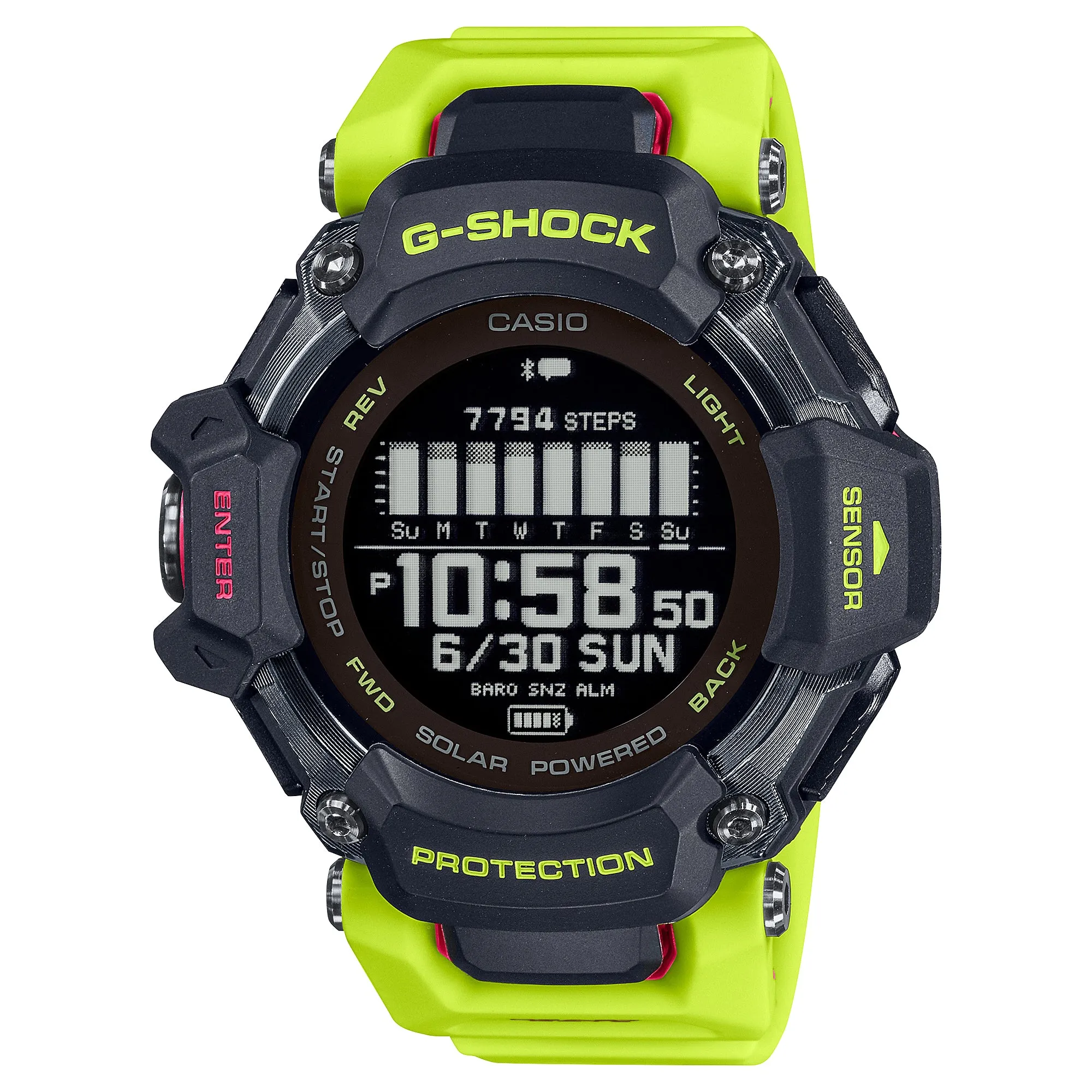 Casio G-Shock GBD-H2000 Lineup G-SQUAD Bluetooth© Tough Solar Multi-Sport Series Yellow Resin Band Watch GBDH2000-1A9 GBD-H2000-1A9